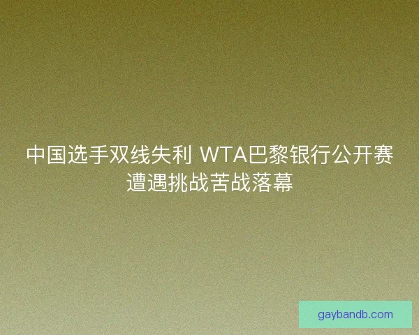 中国选手双线失利 WTA巴黎银行公开赛遭遇挑战苦战落幕